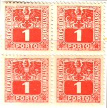 Austria 1945 - Porto 1945 1s Single head eagle, digit values (block of 4)