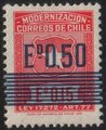 Chile 1973 - Postal modernization 0.50 over 0.15 postal tax stamp