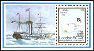 Kuuba 1990 - Stamp World London, Steam ship Leith, Souvenir Sheet