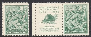 Tsekkoslovakia 1938 - 20th Anniversary of the Fighting at France + label