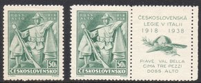 Tsekkoslovakia 1938 - 20th Anniversary of the Battles at Doss Alto + label