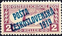 Tsekkoslovakia 1919 - Austrian express letter stamp 2h Blue overprint