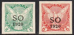 Tsekkoslovakia 1920 - Newspaper Stamps 2H, 5H overprint SO 1920