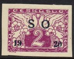Tsekkoslovakia 1920 - Numeral 2 H with overprint SO 1920