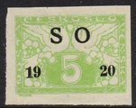 Tsekkoslovakia 1920 - Numeral 5 H with overprint SO 1920