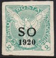 Tsekkoslovakia 1920 - Eagle 2 H with overprint SO 1920