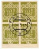 Estonia 1919 - Flower design 70k Eesti Post Group of four 2x2 (lightly folded in the middle)