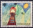 Färsaaret 1979 - Childrens paintings - Girl in folk costume Färsaaret 1979 - Childrens paintings - Girl in folk costume