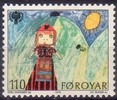 Färsaaret 1979 - Childrens paintings - Girl in folk costume