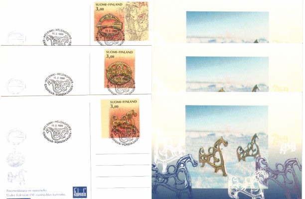 Suomi 1999 - Kalevala Pronssi- ja rautakauden koruja kortit (3) FDC