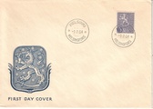 Finland 1954 - Coat of arms lion type m54 5mk violet FDC