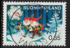 Finland 1974 - Christmas stamp 1974 - Elves Distributing Gifts, y paper - Vaasa 10 6.8.75 -21