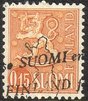 Suomi 1963 - m63 0,15mk rusk. oranssi - Suomen kartta Suomi 1963 - m63 0,15mk rusk. oranssi - Suomen kartta