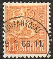 Finland 1963 - Lion type m63 0,15mk brown orange - Kuusankoski 29.1.66