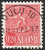 Suomi 1963 - m63 0,20mk punainen - Oulu 10 10.11.73 Suomi 1963 - m63 0,20mk punainen - Oulu 10 10.11.73