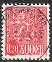 Suomi 1963 - m63 0,20mk punainen - Jyväskylä 10 9.7.74