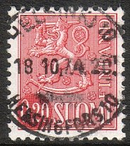 Suomi 1963 - m63 0,20mk punainen - Helsinki 10 18.10.74 Suomi 1963 - m63 0,20mk punainen - Helsinki 10 18.10.74