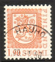 Finland 1989 - Coat of arms lion type m75 1,90mk orange - Hauho 29.1.90