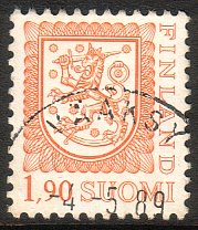 Finland 1989 - Coat of arms lion type m75 1,90mk orange - Vääksy 4.5.89