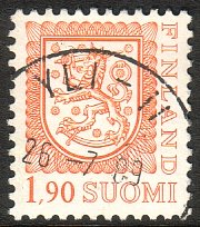 Finland 1989 - Coat of arms lion type m75 1,90mk orange - Yli-Ii 26.7.89