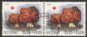 Finland 1974 - Red Cross 1974 - Mushrooms 1/3 Morel, y, Kajaani 14.3.76