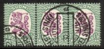 Finland 1926 - m17, 1,50mk grn/lilac, wm X,B - Helsinki 30.III.27 strip of 3