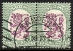 Finland 1926 - m17, 1,50mk grn/lilac, wm X,B - Tampere 15.XI.27 10i pair