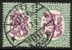 Finland 1926 - m17, 1,50mk grn/lilac, wm X,B - Lahti 1, 17.III.27 4i pair