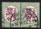 Finland 1926 - m17, 1,50mk grn/lilac, wm X,B - Hämeenlinna 14.VI.27 5i pair