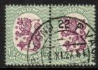 Finland 1926 - m17, 1,50mk grn/lilac, wm X,B - P. vaunu 22 2.XI.27 5i pair