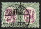 Finland 1926 - m17, 1,50mk grn/lilac, wm X,B - Hangö växel 14.IX.27 7a pair