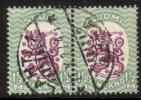 Finland 1926 - m17, 1,50mk grn/lilac, wm X,B - Lahti 1, 11.X.27 4i pair