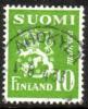 Finland 1952 - Coat of arms lion type m30 10mk green - Ahokylä 8.4.53