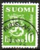 Finland 1952 - Coat of arms lion type m30 10mk green - Kuuslahti 9.4.53