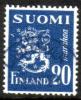 Finland 1950 - Coat of arms lion type m30 20mk blue - Lauttakylä 6.11.51