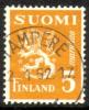 Finland 1946 - Coat of arms lion type m30 5mk yellow - Tampere 2.1.52 17