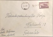 Suomi - Äyskoski postipysäkkileima - Tervo 14.3.68 kuorella Suomi - Äyskoski postipysäkkileima - Tervo 14.3.68 kuorella