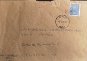 Suomi - Arola postipysäkkileima - Oulu 6.11.70 kuorella Suomi - Arola postipysäkkileima - Oulu 6.11.70 kuorella