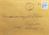 Suomi - Etu-Ikola postipysäkkileima - Joutsa 1.4.71 kuorella Suomi - Etu-Ikola postipysäkkileima - Joutsa 1.4.71 kuorella