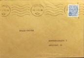 Suomi - Eimisjärvi postipysäkkileima - Joensuu 20.1.69 kuorella Suomi - Eimisjärvi postipysäkkileima - Joensuu 20.1.69 kuorella