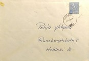 Suomi - Eimisjärvi postipysäkkileima - Ilomantsi 31.1.69 kuorella Suomi - Eimisjärvi postipysäkkileima - Ilomantsi 31.1.69 kuorella