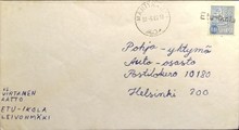 Suomi - Etu-Ikola postipysäkkileima - Mäntyharju 30.6.68 kuorella Suomi - Etu-Ikola postipysäkkileima - Mäntyharju 30.6.68 kuorella