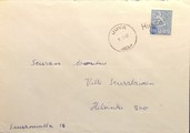 Suomi - Hiismäki postipysäkkileima - Juva 8.5.67 kuorella Suomi - Hiismäki postipysäkkileima - Juva 8.5.67 kuorella