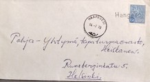 Suomi - Hangasoja postipysäkkileima - Haapavesi 14.7.70 kuorella Suomi - Hangasoja postipysäkkileima - Haapavesi 14.7.70 kuorella