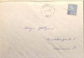 Suomi - Hevonoja postipysäkkileima - Järvelä 15.11.66 kuorella Suomi - Hevonoja postipysäkkileima - Järvelä 15.11.66 kuorella