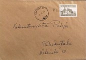 Suomi - Hangasoja postipysäkkileima - Haapavesi 8.1.70 kuorella Suomi - Hangasoja postipysäkkileima - Haapavesi 8.1.70 kuorella
