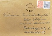 Suomi - Hillganmaa postipysäkkileima - Sodankylä 6.5.70 kuorella Suomi - Hillganmaa postipysäkkileima - Sodankylä 6.5.70 kuorella