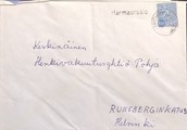 Suomi - Harmaansalo postipysäkkileima - Satöskoski 21.2.67 kuorella Suomi - Harmaansalo postipysäkkileima - Satöskoski 21.2.67 kuorella