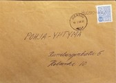 Suomi - Huosiovaara postipysäkkileima - Joensuu 19.2.68 kuorella Suomi - Huosiovaara postipysäkkileima - Joensuu 19.2.68 kuorella