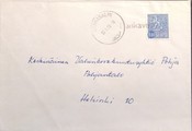 Suomi - Hankavesi postipysäkkileima - Hankasalmi 30.1.68 kuorella Suomi - Hankavesi postipysäkkileima - Hankasalmi 30.1.68 kuorella